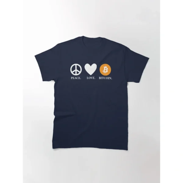 Camisa Peace Love Bitcoin
