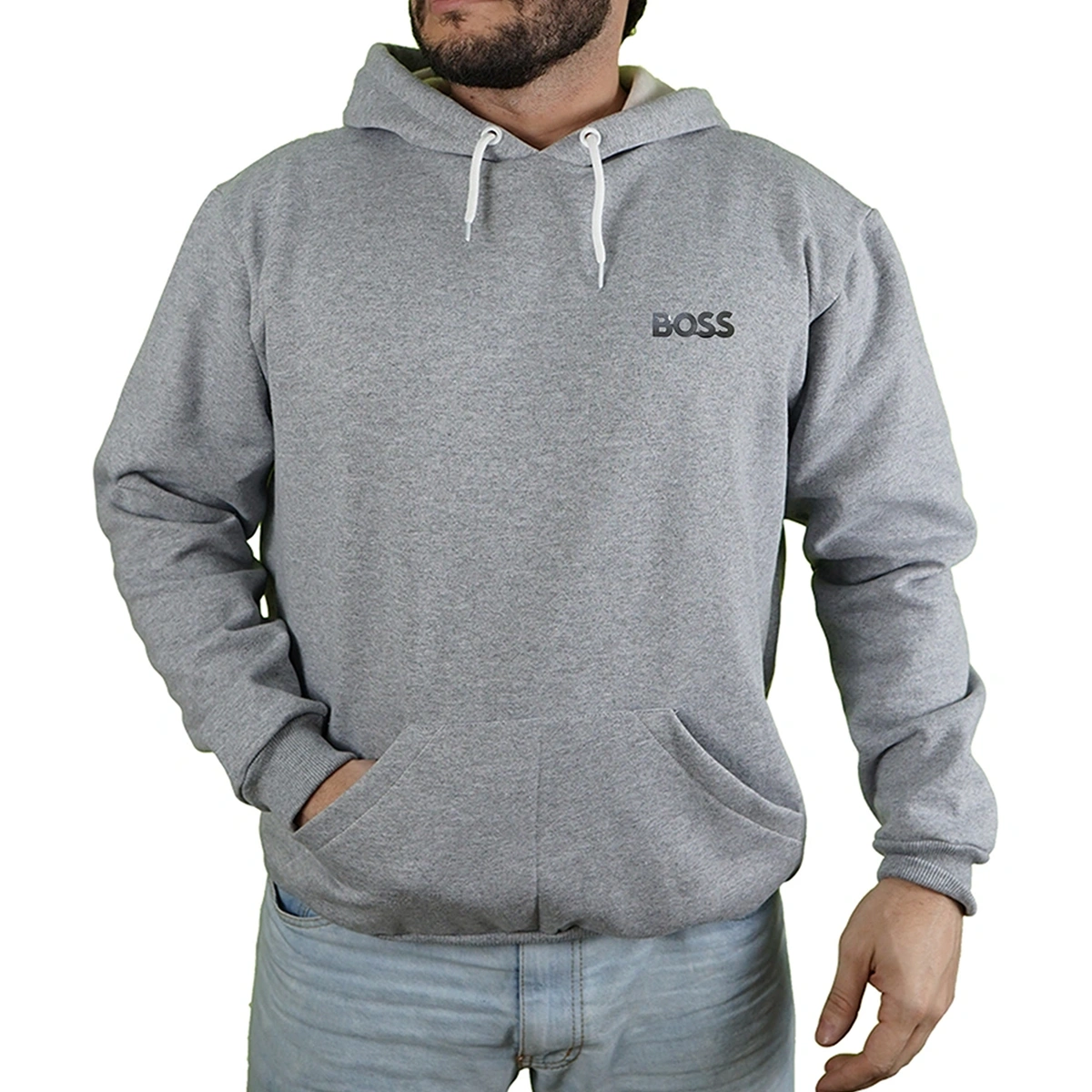 1fa52fb1-fd3e-5830-8171-8e27cd8c1832.webp Blusa Moletom Hugo Boss Logo Com Capuz Premium - Imagem 1