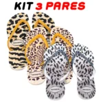 Kit 3 Chinelos Feminino Havaianas Onças