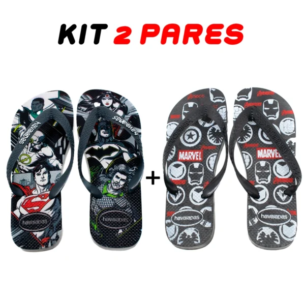 Kit 2 Chinelos Masculino Havaianas Heróis
