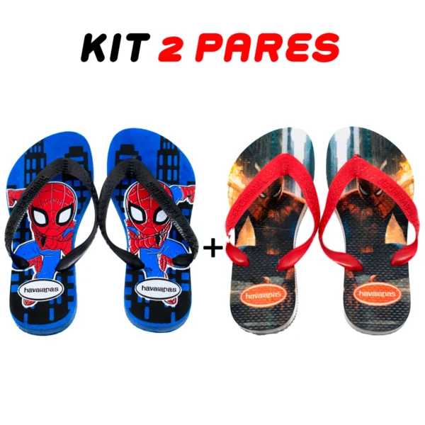 Kit 2 Chinelos Infantil Menino Havaianas Homem Aranha