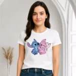 Camisa Feminina Baby Look Stitch e Angel - Imagem 2