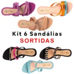 Kit 6 Sandálias Feminina Rasteirinhas Sortidas - Imagem 3