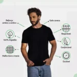 Camiseta Masculina Básica Lisa Algodão Premium Abuzze - Imagem 2
