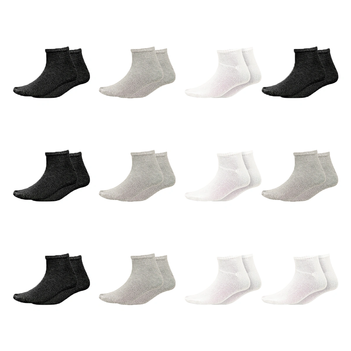 d7ee4d7e-f36d-554b-bbd5-406ccf488067.webp Kit 12 Pares Meias Soquete Lisa Unissex - Imagem 1