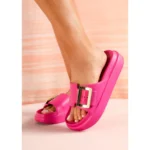 Chinelo Feminino 100% EVA Confortável com Enfeite Metalizado