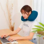 Travesseiro Almofada de Pescoço Inflável e Portátil - VERDE - Imagem 4