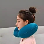 Travesseiro Almofada de Pescoço Inflável e Portátil - VERDE - Imagem 5