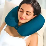 Travesseiro Almofada de Pescoço Inflável e Portátil - VERDE - Imagem 3