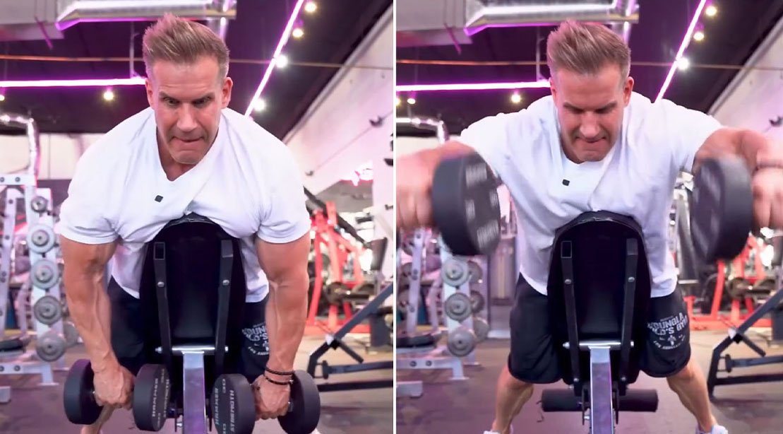 Jay Cutler compartilha uma elevação frontal com halteres com foco nos ombros