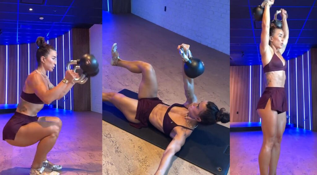 Senada Greca compartilha seu treino de corpo inteiro com kettlebell que aumenta a força e queima gordura