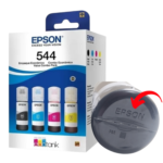 Kit Refil T544 L3150 L3210 L3220 Impressora Ecotank Tinta Pack 4 Cores Amarelo Preto Ciano Magenta