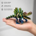 Dinossauro Articulado Metalizado 3D Flexível Brinquedo Decorativo Geek Colecionável - Imagem 2
