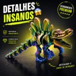 Dinossauro Articulado Metalizado 3D Flexível Brinquedo Decorativo Geek Colecionável - Imagem 5