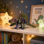 Dinossauro Articulado Metalizado 3D Flexível Brinquedo Decorativo Geek Colecionável