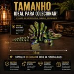 Dinossauro Articulado Metalizado 3D Flexível Brinquedo Decorativo Geek Colecionável - Imagem 7