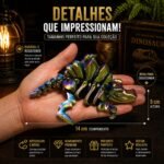 Dinossauro Articulado Metalizado 3D Flexível Brinquedo Decorativo Geek Colecionável - Imagem 8