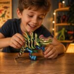 Dinossauro Articulado Metalizado 3D Flexível Brinquedo Decorativo Geek Colecionável - Imagem 9