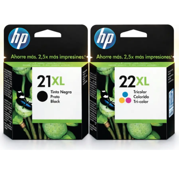 Kit Cartucho de Tinta HP 21 XL + HP 22 XL Preto Colorido Alto Rendimento Compatível HP Deskjet F380 F4180 F4280 F2280 3920 3940 PSC 1410 1510 Impressora