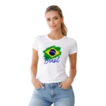 Camisa Feminina Baby Look Bandeira Brasil - Imagem 3