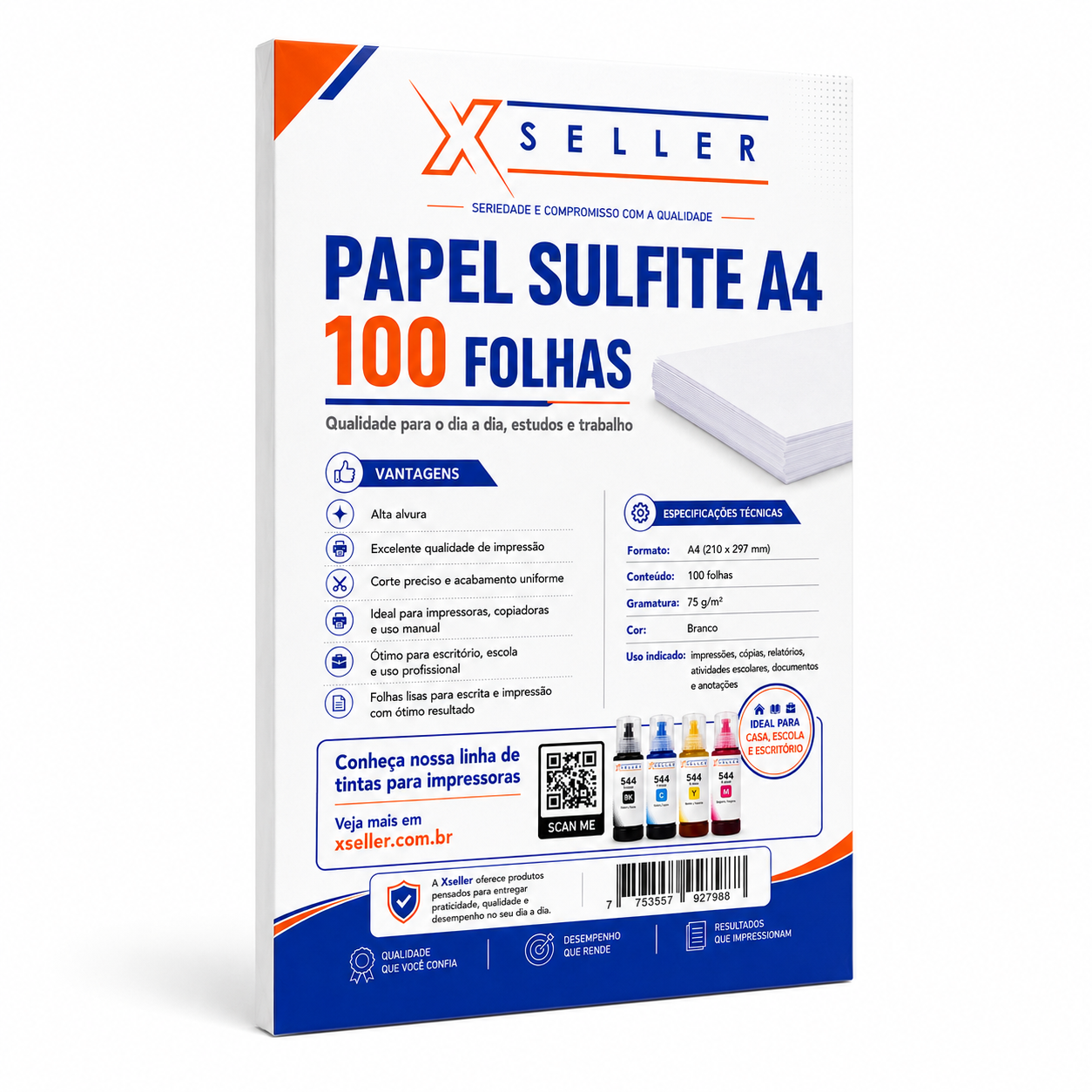 Anuncio_100_folhas_sulfite_xseller Papel Sulfite 10 Folhas Xseller