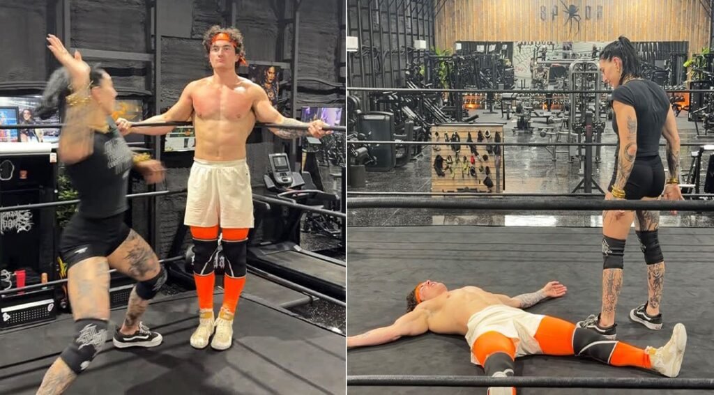 Rhea Ripley deixa Jesse James West machucado após sessão de treinamento brutal da WWE se tornar viral