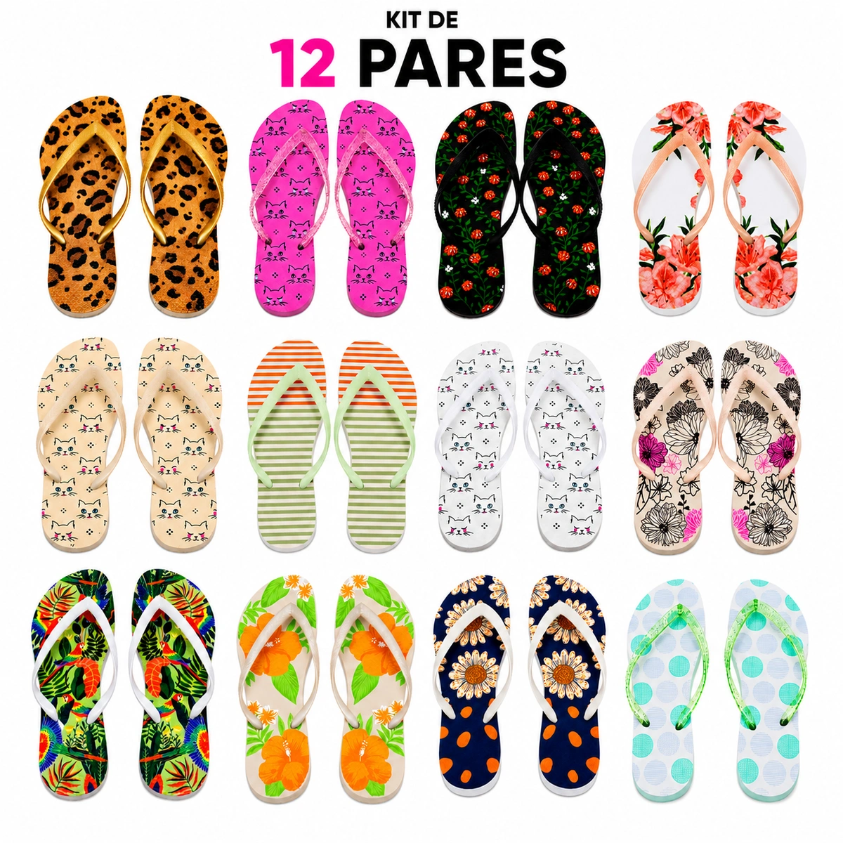 aaa9312c-ccb7-5d75-8cc0-c839ff411d56.webp Kit 12 Pares Chinelos Femininos Variados - Imagem 1