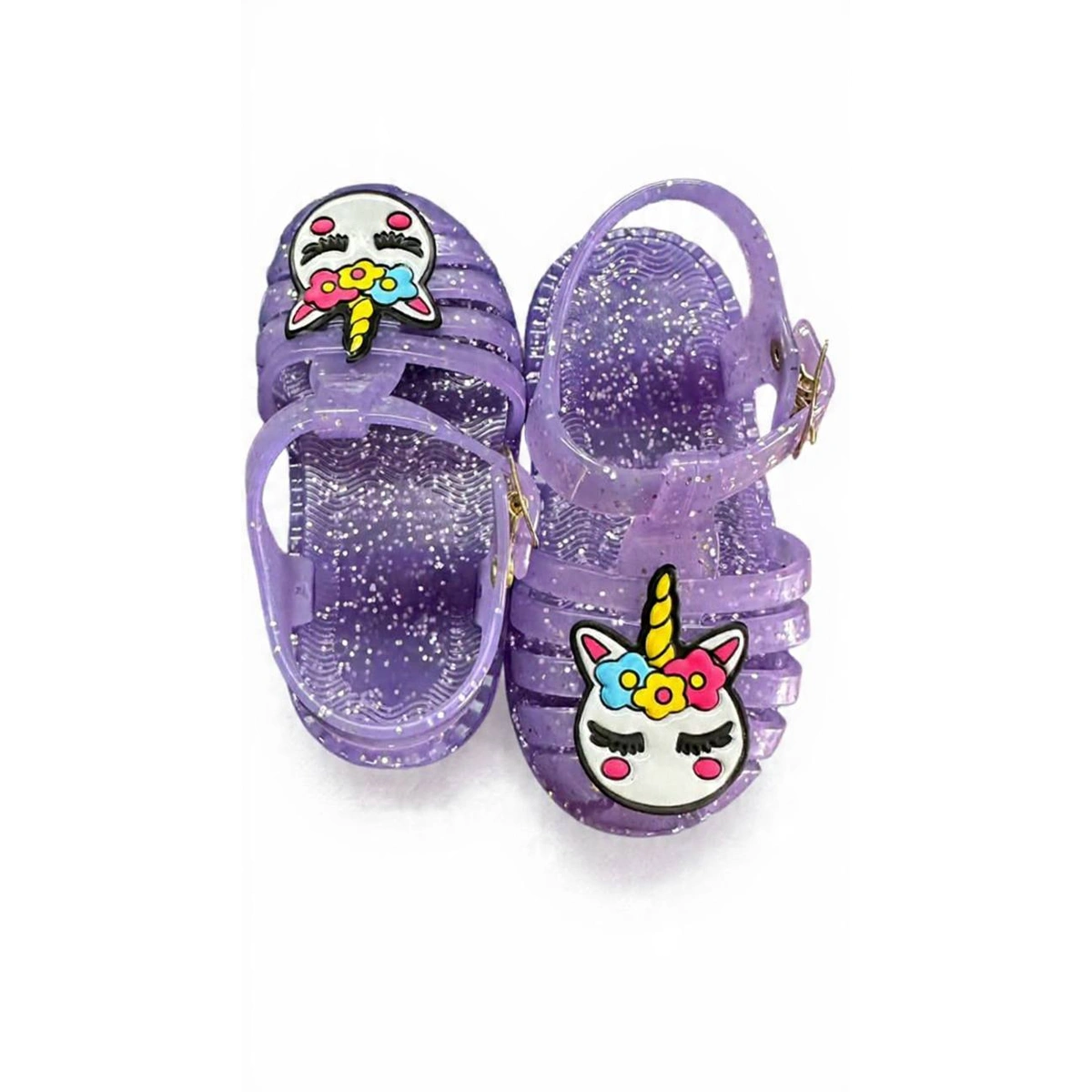 c0460054-ce53-59ec-9844-eae6a5990528.webp Sandália Unicórnio Glitter Infantil Menina Roxa Macia - Imagem 1