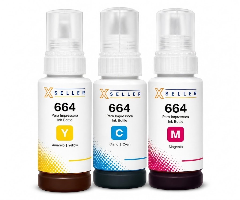 kit_t664-xseller Refil 3 Color para L365 L395 L375 T664 - Xseller 664 - Imagem 1