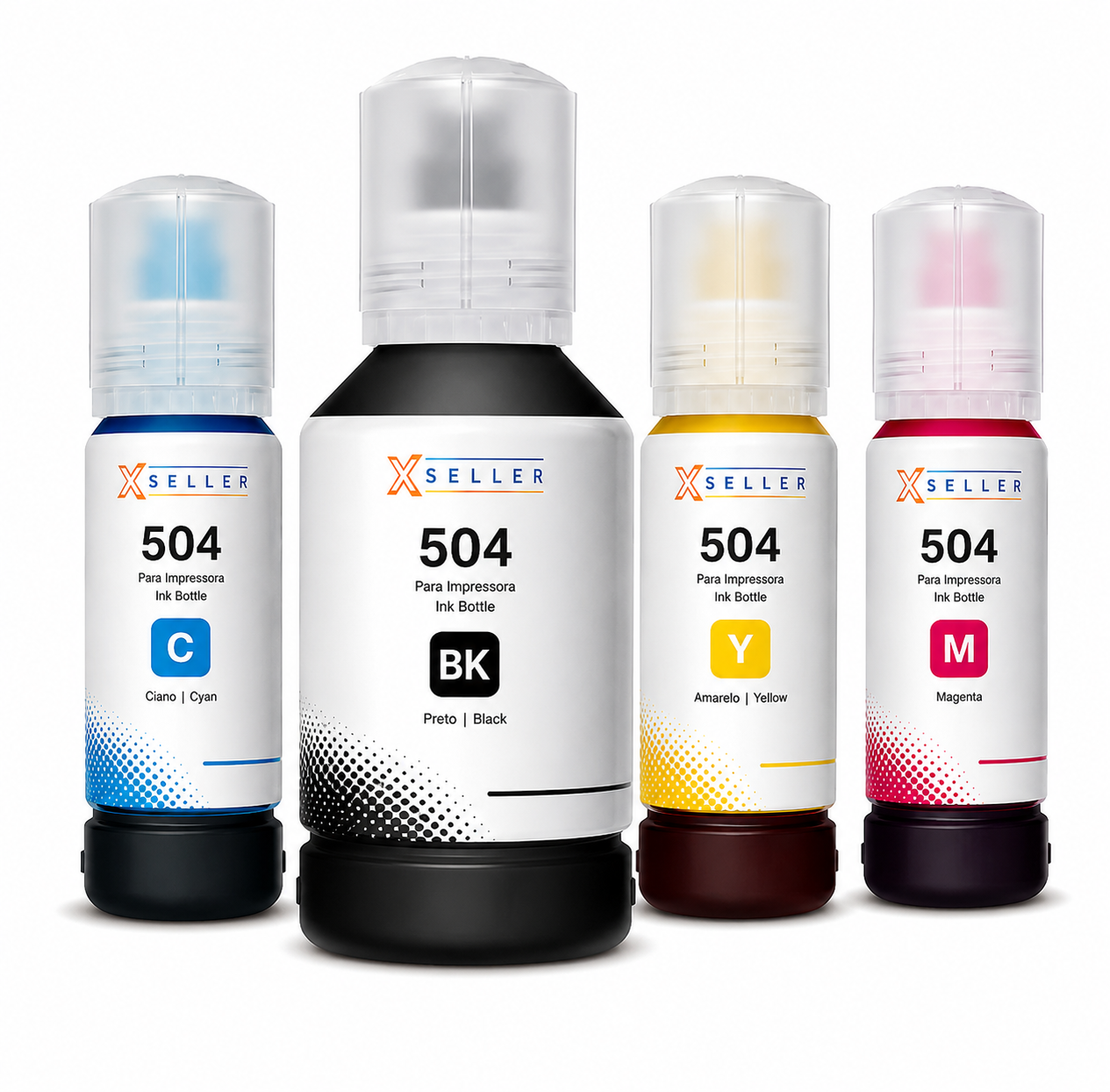 t504-xseller Kit Refil Tinta 4 Cores L6161 L4150 L4160 T504 Xseller-504 - Imagem 1