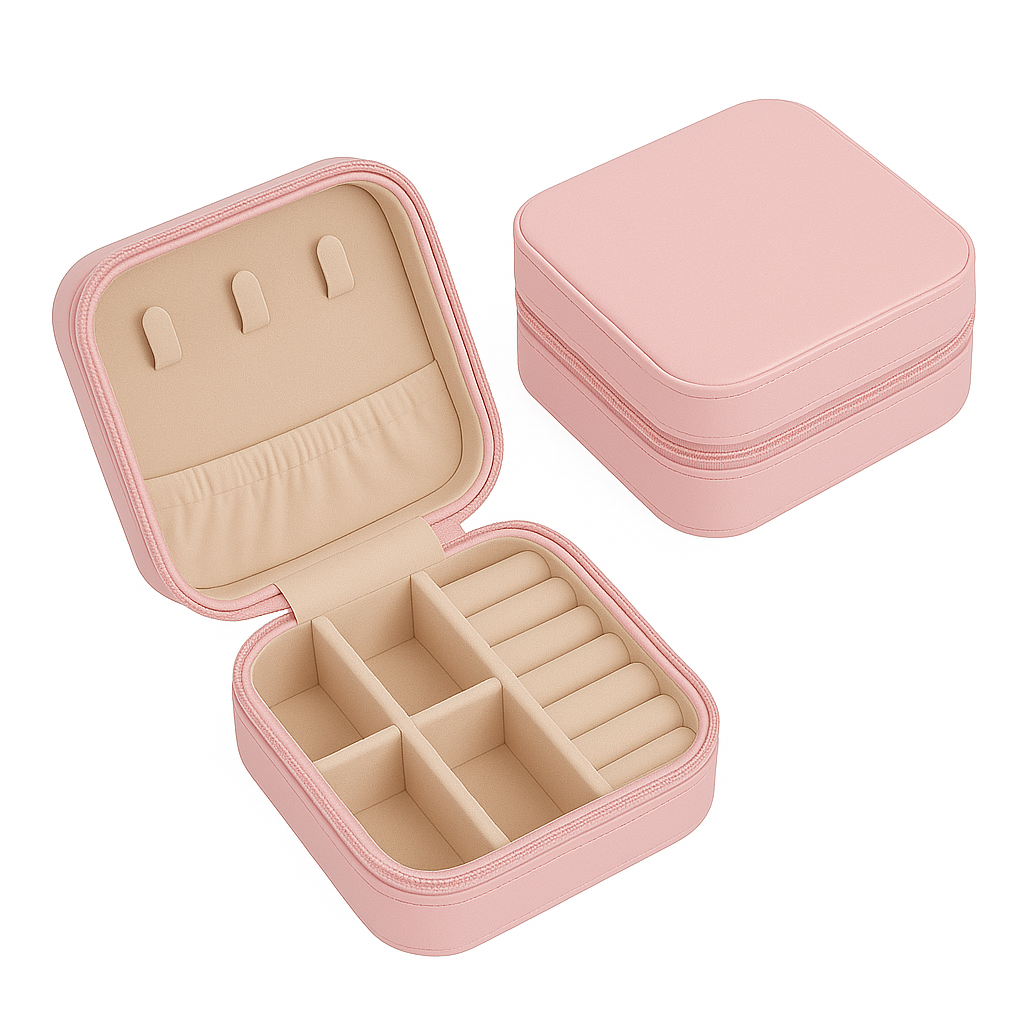 1756479691-6.png Mini Porta-Jóias em Couro Sintético Rosa Claro - Imagem 1